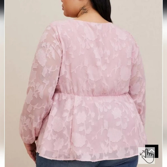 Torrid Babydoll Clip Floral Long Sleeve Shirt Size 3 3X 22-24 NWT - Picture 4 of 4